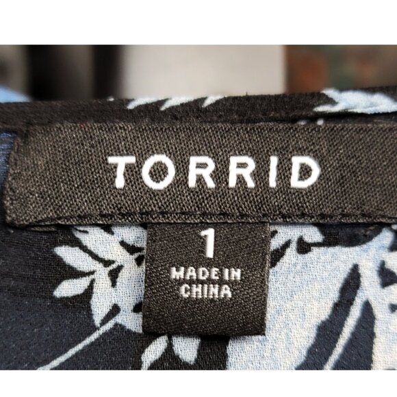 Torrid 1 Black Floral Chiffon Tie Front Maxi Kimono 1X 14 16 - Picture 10 of 12